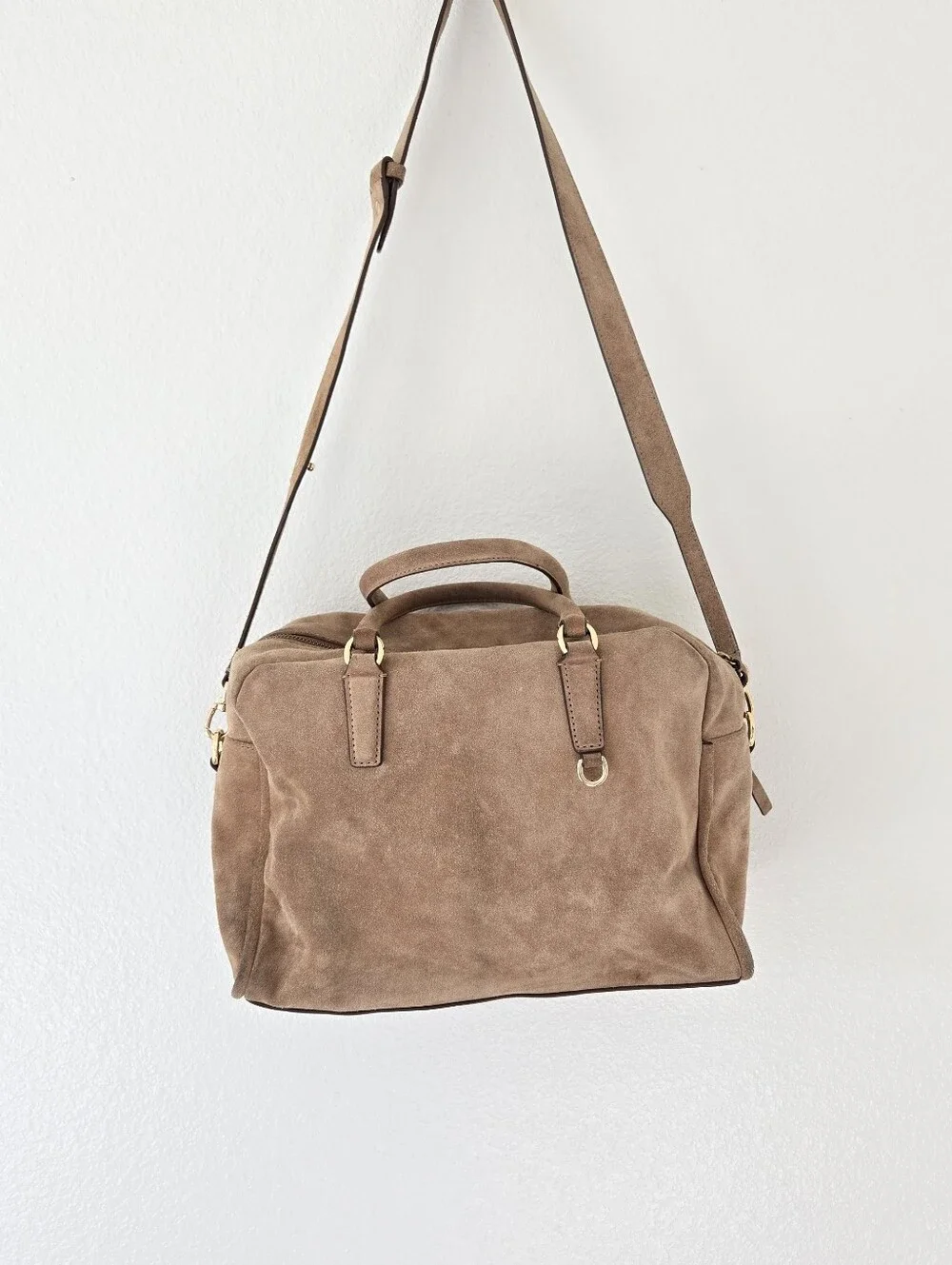 Banana Republic Camel Suede Satchel Large Duffel Purse Shoulder Bag Fall 2016